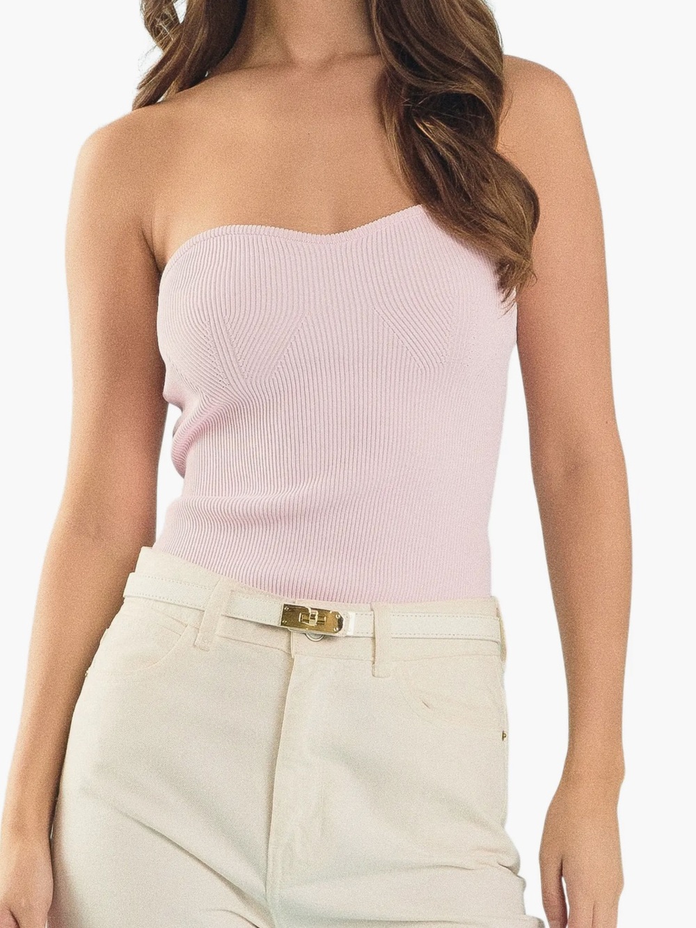 ENDLESS ROSE Strapless Ribbed Tube Top